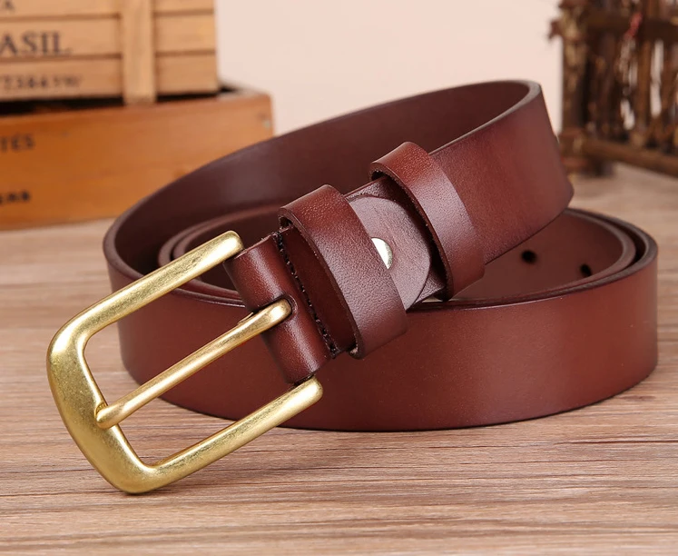 2.8cm width solid brass single prong pin buckle soft high quality unisex 100% italian genuine leather belt for girls