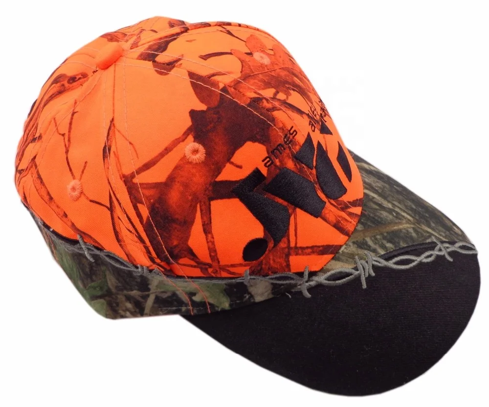 Cotton real tree leaf camo flame embroidery hunting outdoor sport hat baseball cap