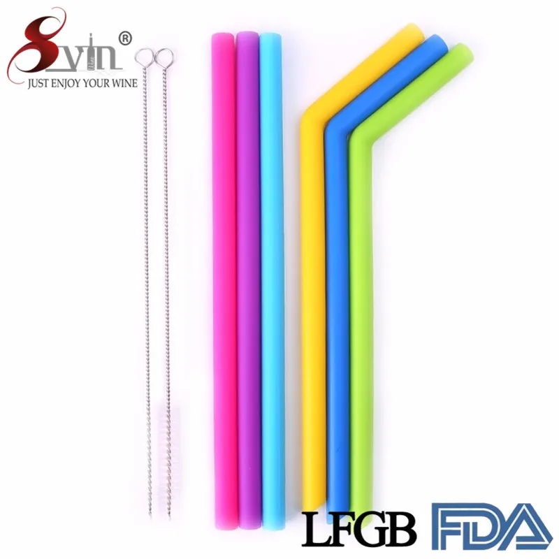 
Svin Wholesale Silicone Straws Bent Straight Drinking Straw with Brush 