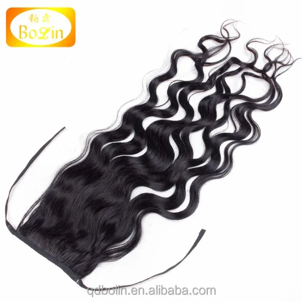 Wholesale cheap price Malaysian virgin remy human hair drawstring ponytail