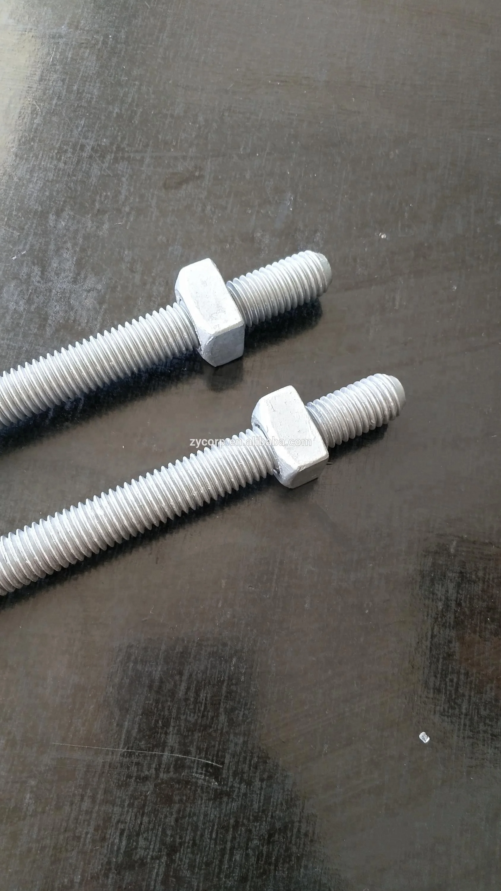 pole line hardware machine bolt with square head with square nut assembled HDG