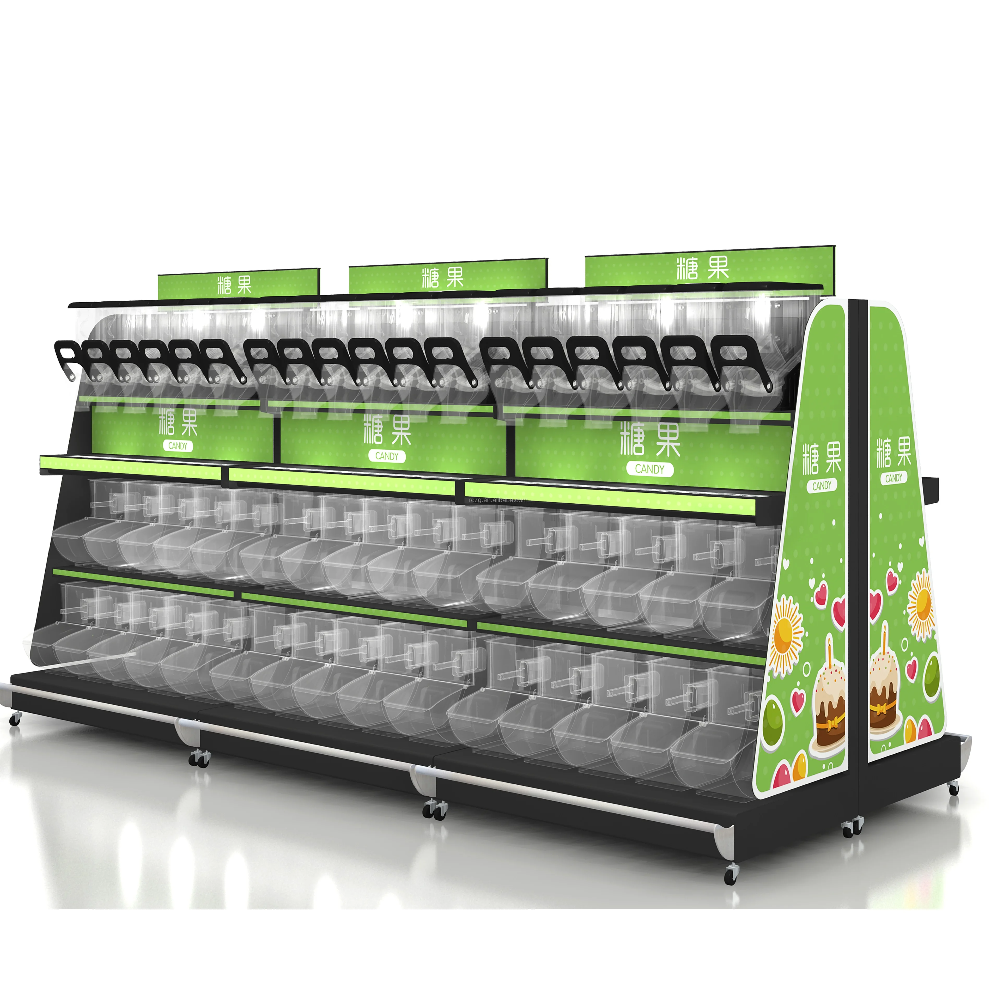 Custom supermarket high quality floor candy display shelves,candy store furniture,candy store equipment