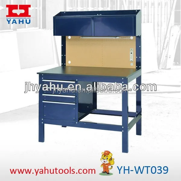 
4-Drawer Heavy Duty Electronic Workbench Worktable With Two Top Cabinets 