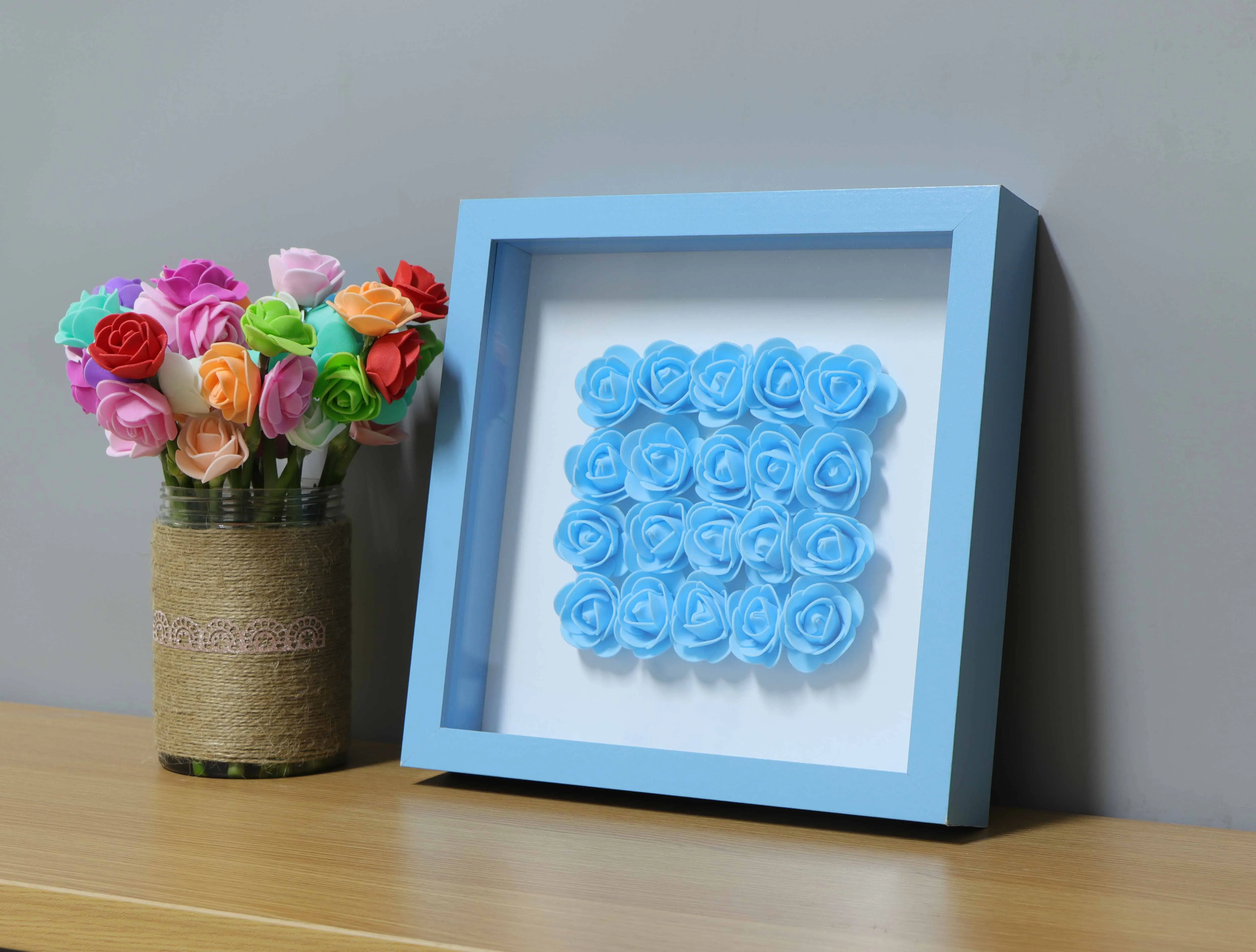 Blue/ Amaranth/White shadow box frame, Flower holer box photo frame, 2.2 Glass!!!
