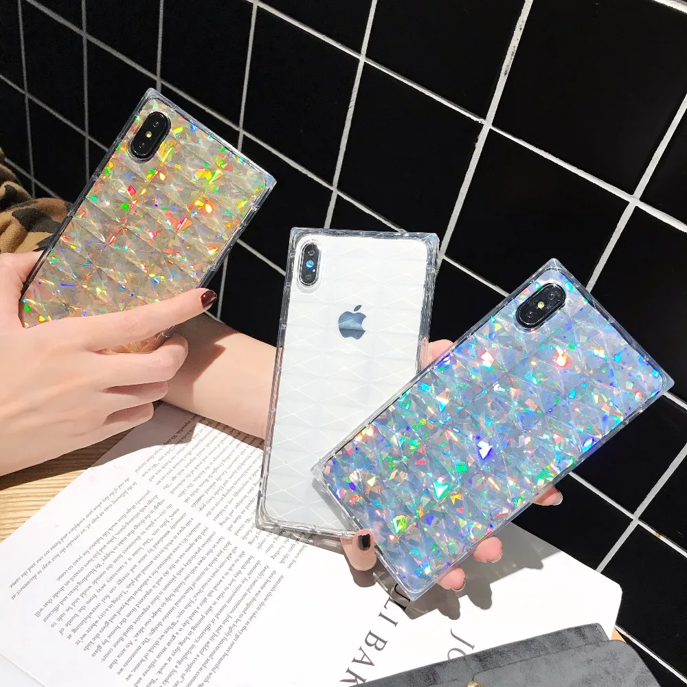 OEM QJZL For iPhone XR/ XS MAX/ 6S 7 8 Plus Candy 3D Glitter light Transparent Cover Coque For iPhone 7 Case soft silicon Cover