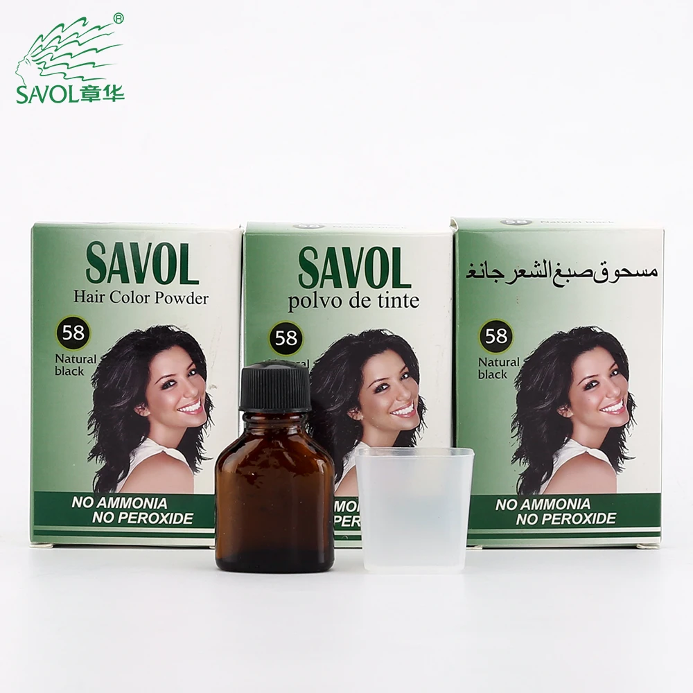 Permanent natural black color hair dye powder without ammonia and peroxide