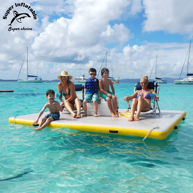 2019 Cool Design Amusement Inflatable Water Floating Lounge Dock Platform Island for Kids and Adults