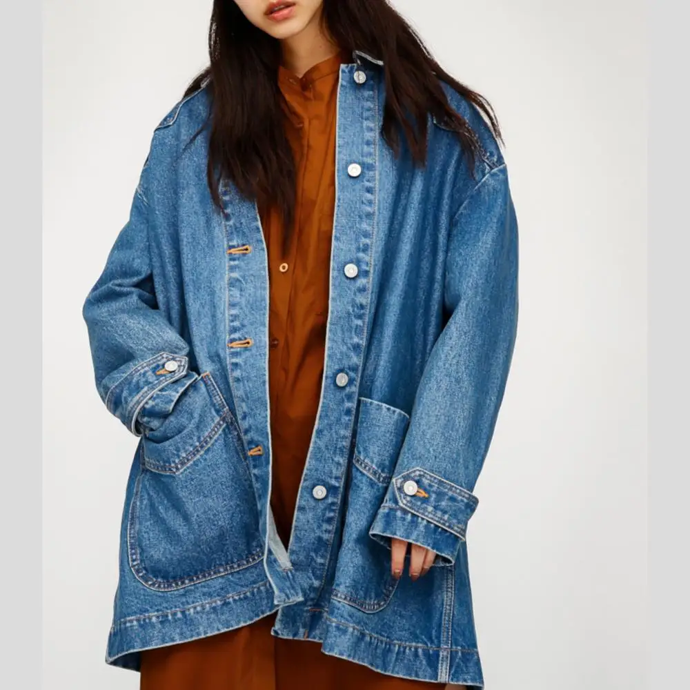 Guangzhou Factory Wholesale Best selling custom fashion korean style casual denim jacket for women.