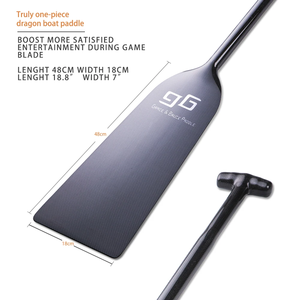 IDBF certificated one piece carbon fiber plain dragon boat paddle with fingerprint grip for top brand