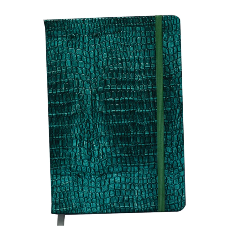 High quality A5 crocodile grain  leather elastic bound notebook 2020 planner