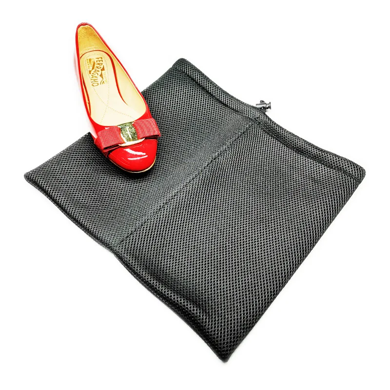Custom Logo Sandwich Mesh Fabric Drawstring Shoe Dust Bag Pouch