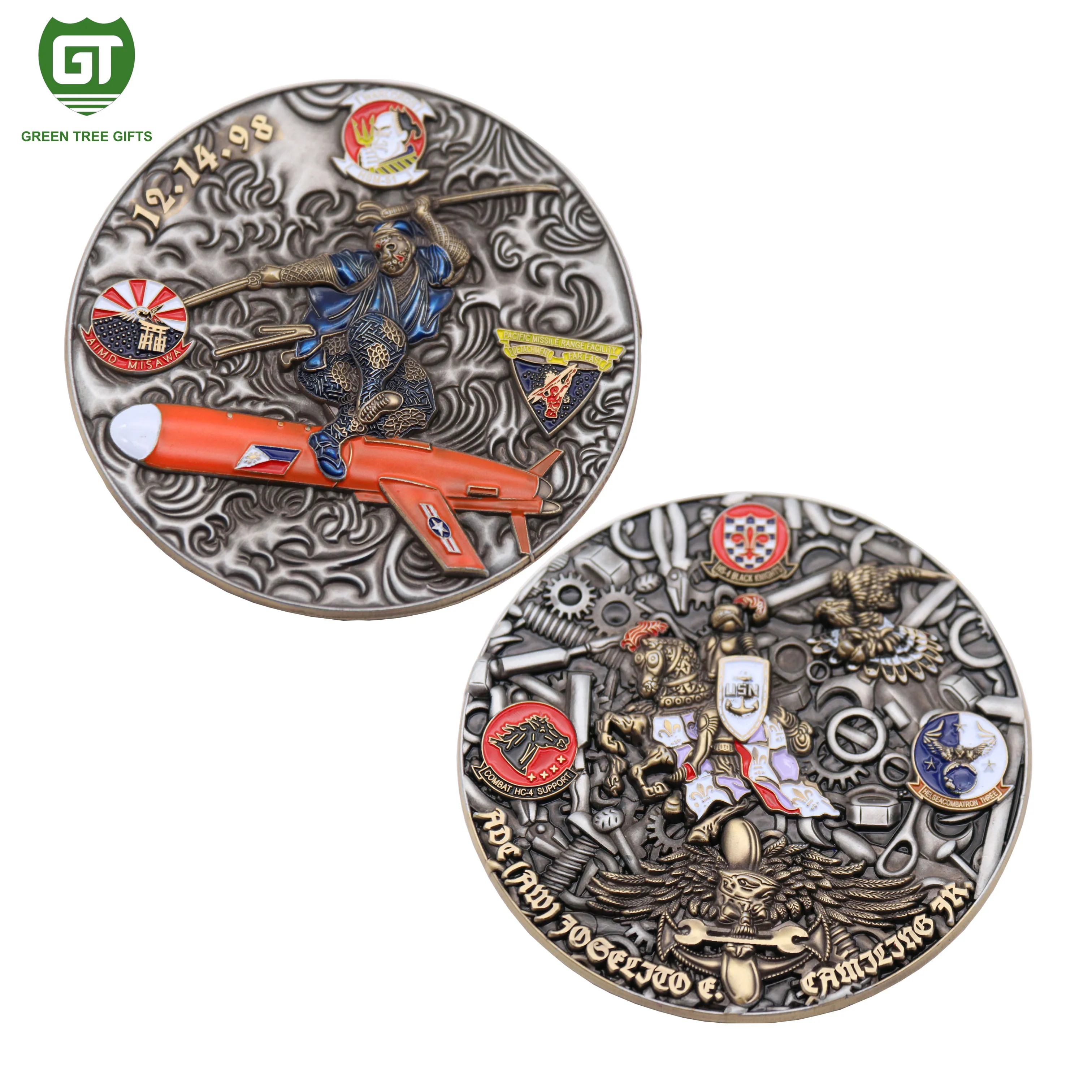 Zinc alloy 3D embossed military award challenge coin for wholesale
