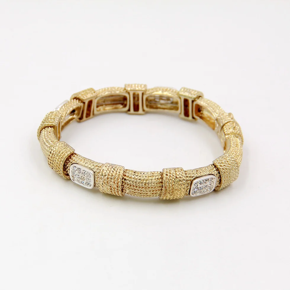
Hot selling top design steel wire connected zinc alloy bars open and close magnetic bangle bracelet with bling bling rhinestone 