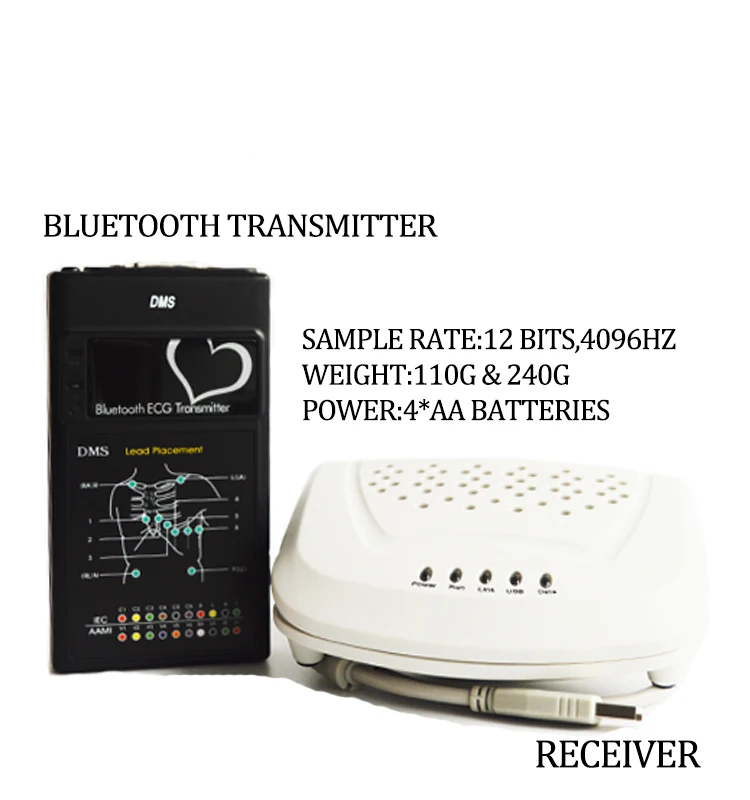 DMS Wireless ecg electrodes device 12 lead stress test ecg machine