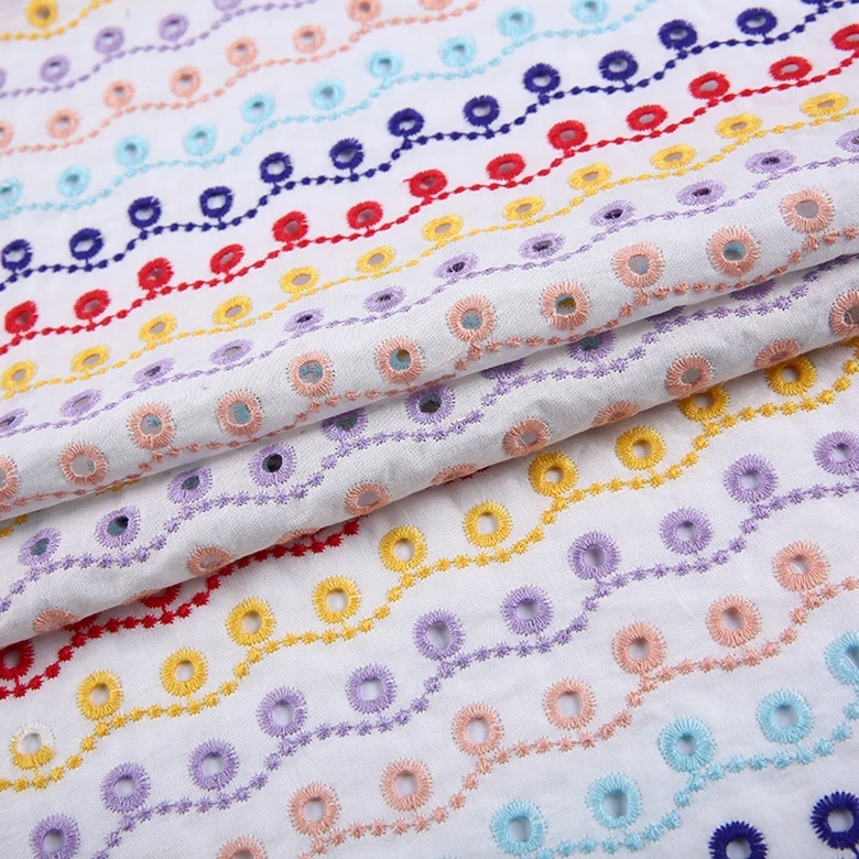 HA-15112B Eyelet Types of Net Embroidery Japan Voile Fabric Woven Fashion 100% Cotton Fabric Lightweight Embroidered COMBED