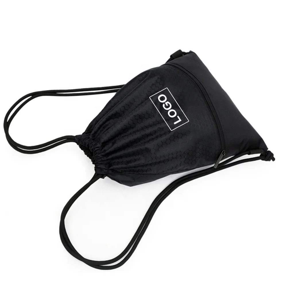
High quality custom logo printing drawstring cloth string bag sac de dos sport Teenager School backpack polyester with pockets 