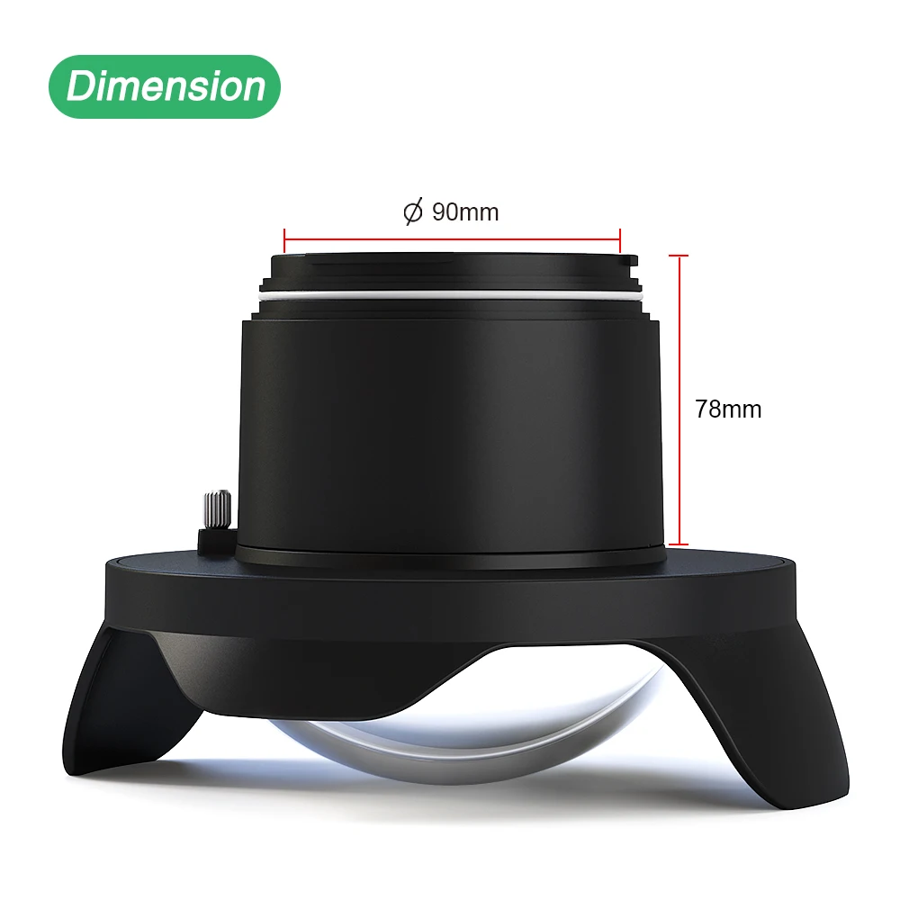 Seafrogs WA005-F Diameter 90mm*78mm Length Underwater 40M/130FT Camera Fisheye Wide Angle Dome Port For Camera