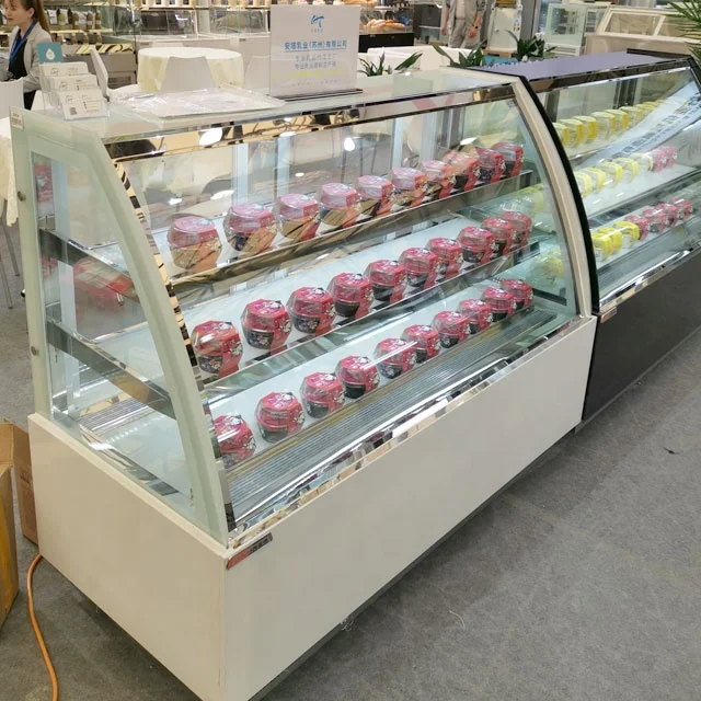 hot sale high quality 900mm two-layer cake cabinet glass display showcase showcase chiller