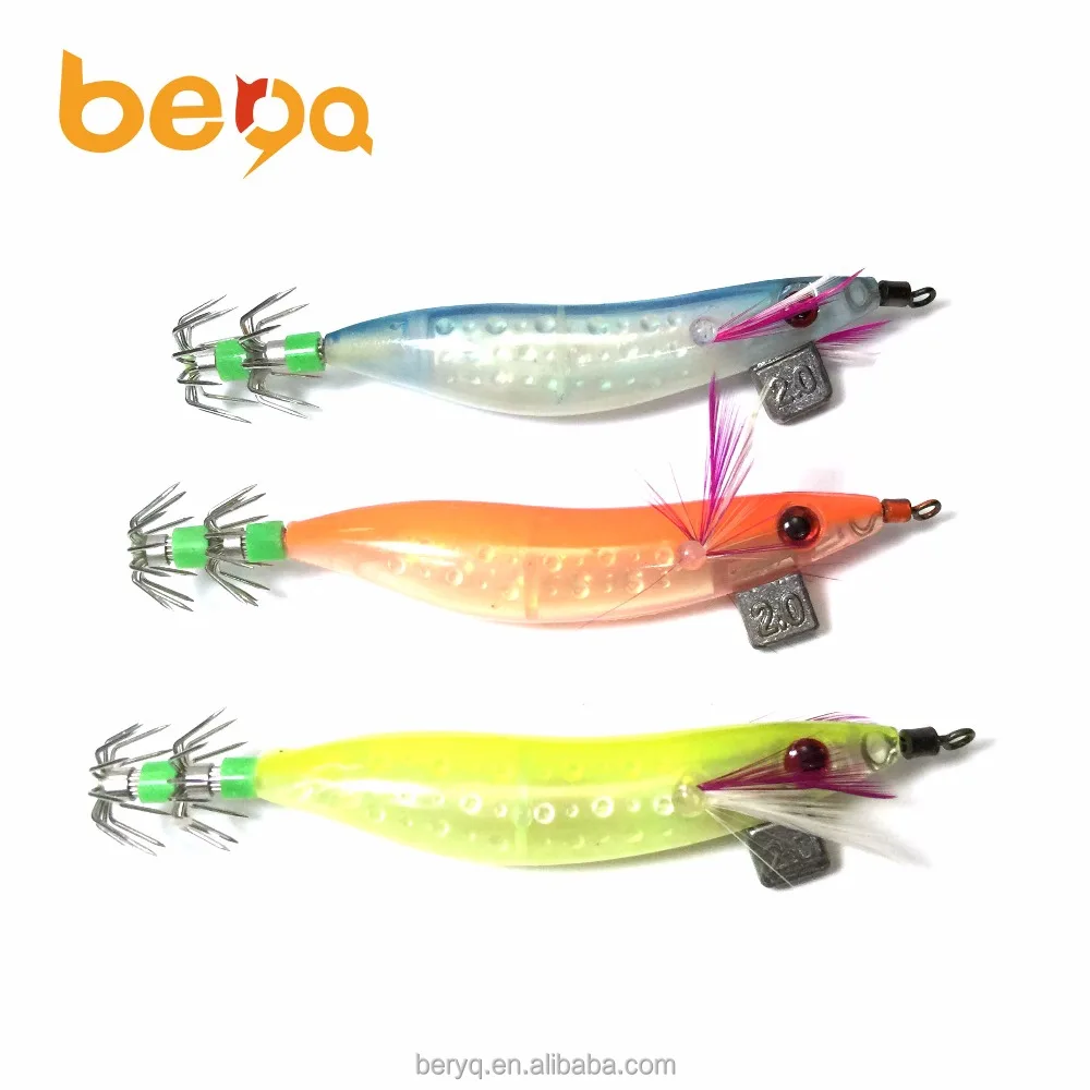 Glowing Wooden Shrimp Squid Octopus Hook Bait LED Glowing Hard Bait Plastic Explosive Hook Bait