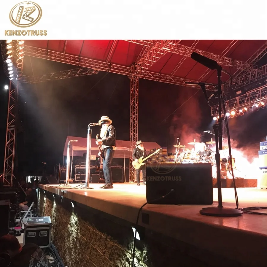 Portable non-rust aluminum outdoor stage roof truss construction for concert