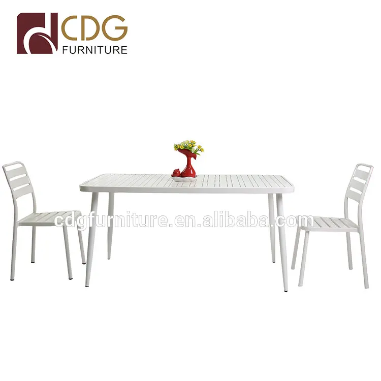 Aluminum Patio Furniture Bistro French Style Cafe Dining Table Not Plastic Party Outdoor Table For Swimming Pool Use
