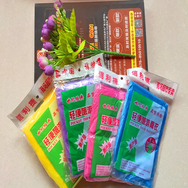 
Disposable PE plastic rain coat color&logo can customize raincoats for adults 