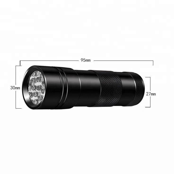 
High Quality 395nm~365nm Flashlight Detector Multi-purpose Ultraviolet Blacklight 12 LED UV Flashlight 