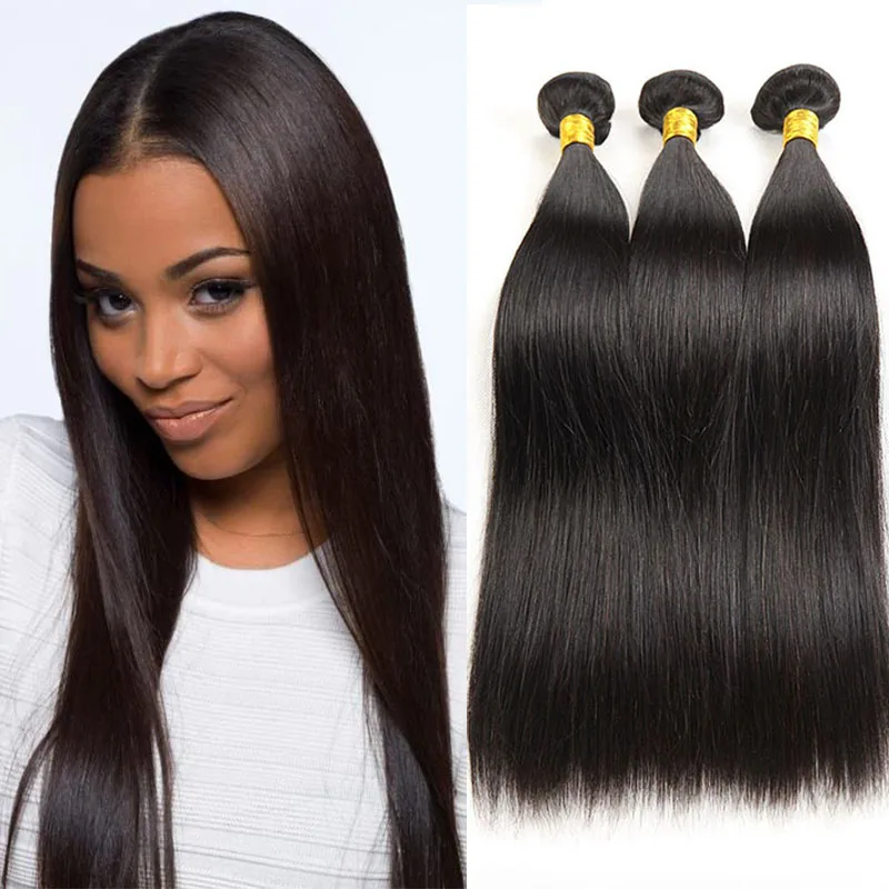 Aisi Hair Brazilian Human Hair Bundle Weave Natural Color 100%  Straight Human Hair Extension Weave Double Drawn Double Weft