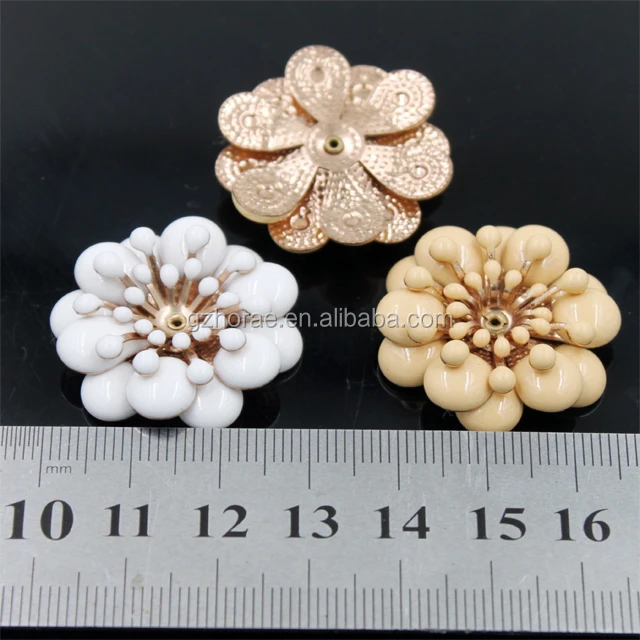 R113 cheap rhinestone flower bead shoe accessories metal shoe buckle for decoration