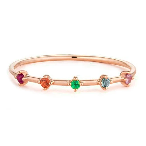 
925 sterling silver jewelry fashion rainbow colorful ring 