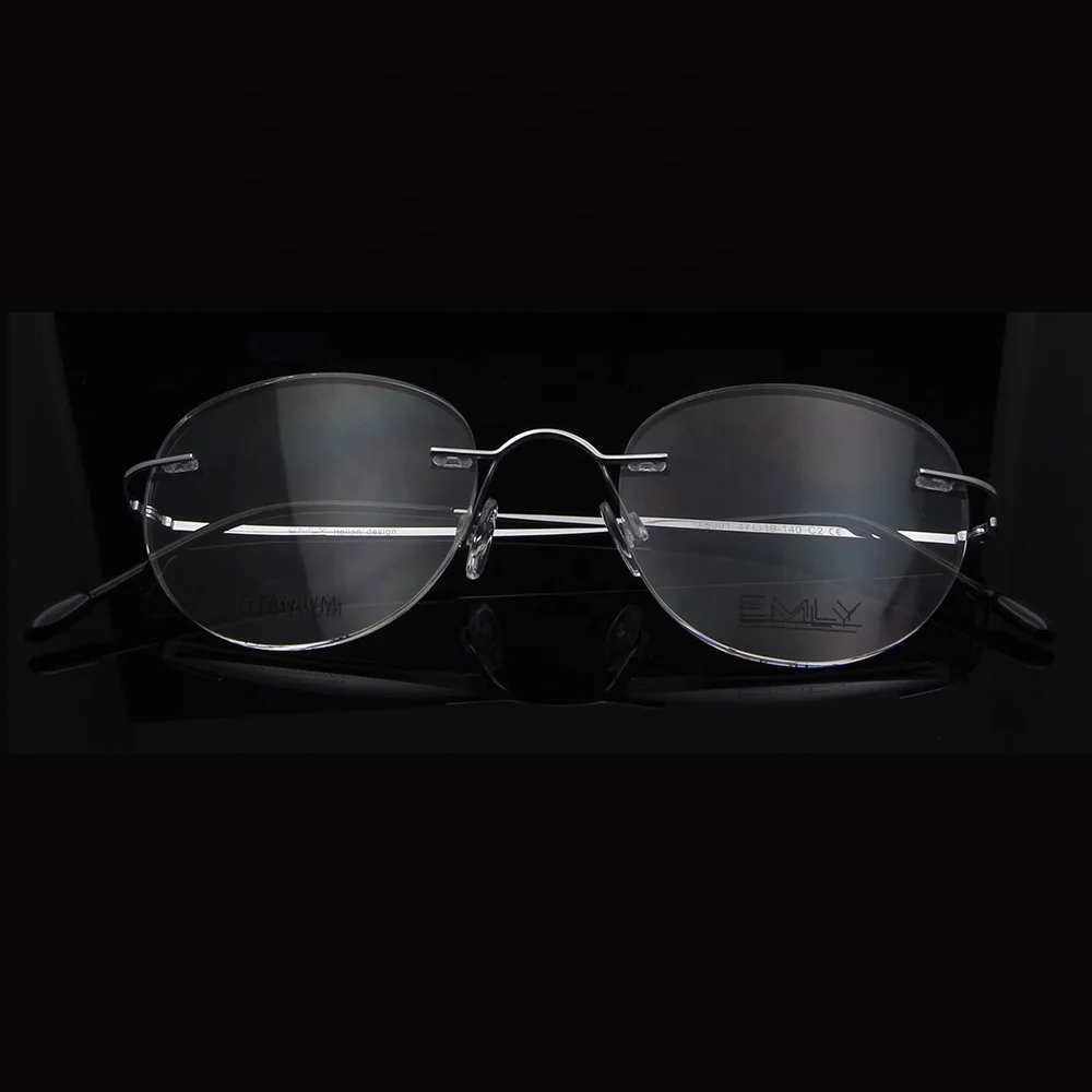 
NO MOQ popular eyewear titanium metal optical glasses frame titan rimless optical frames 