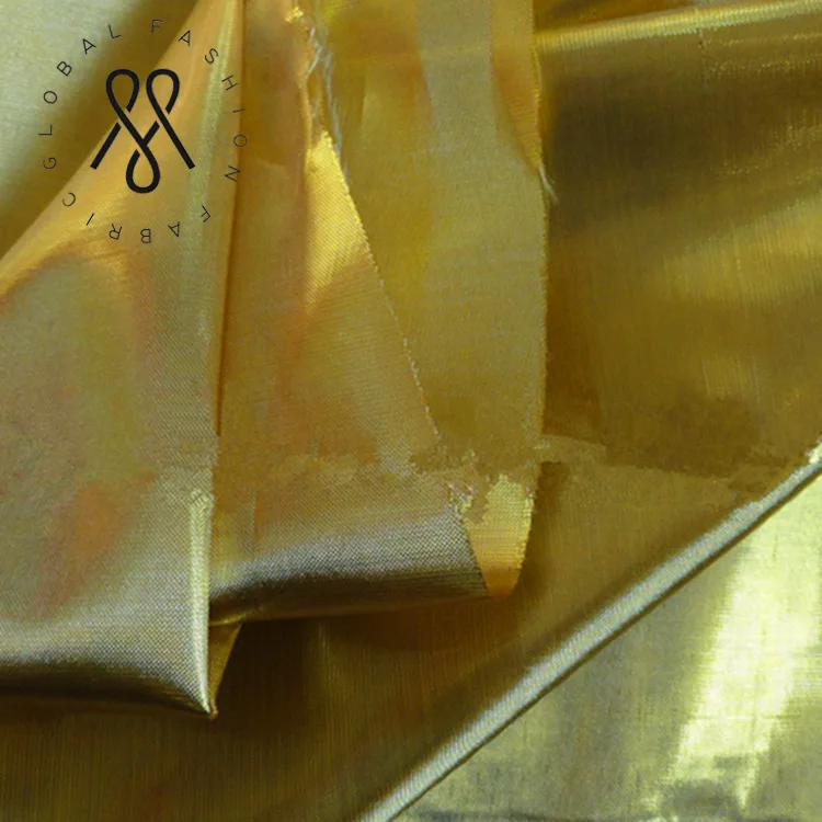 
China Manufacturer 100% Polyester Christmas Gold Tissue Lame Fabric 