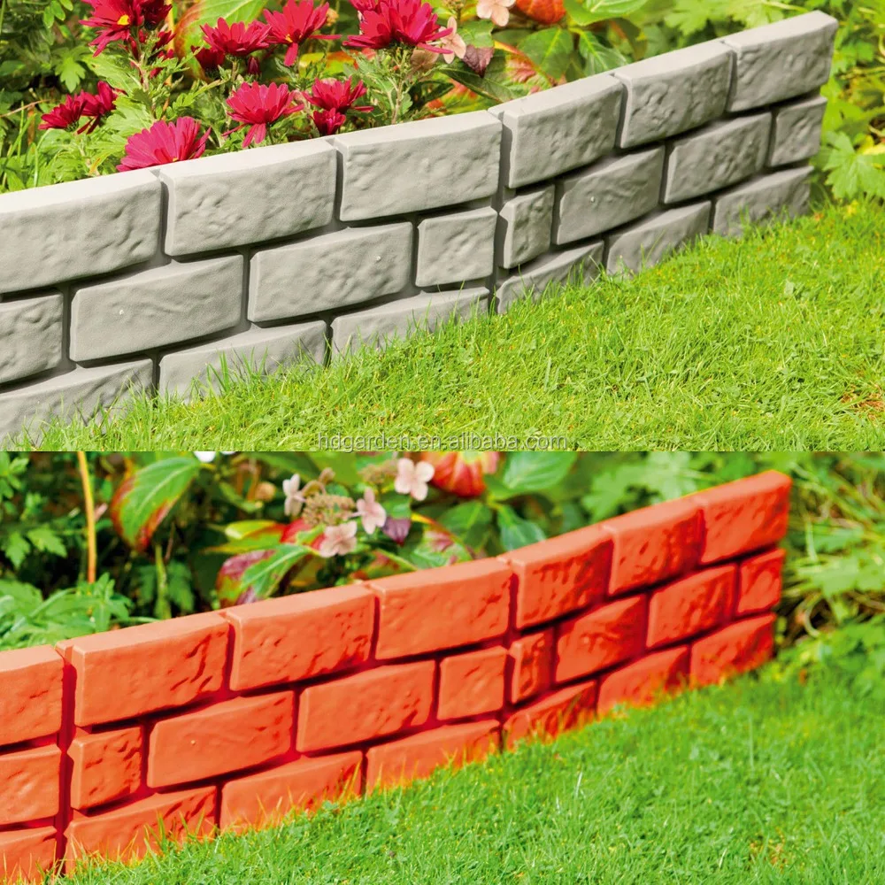 New 4pcs Garden Edging Brick Effect Plastic Hammer-In Lawn Border Terracotta Style