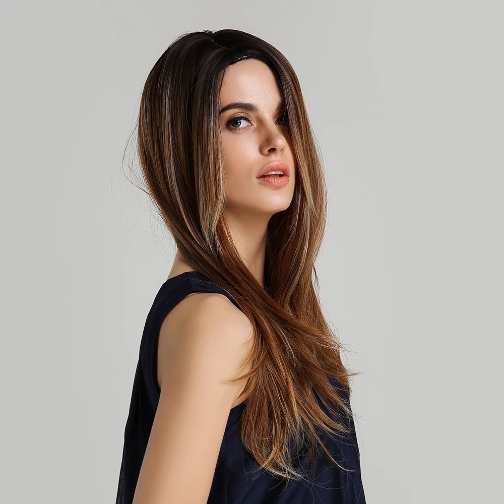 BVR Synthetic Wig Brown Mixed Color Long Curly Hair Rose Intranet High Quality Wig