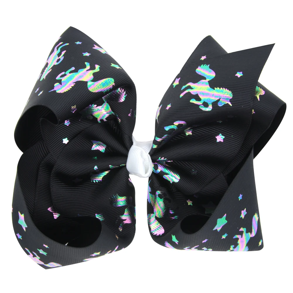 
8 inch Unicorn girl hair bows with clips 