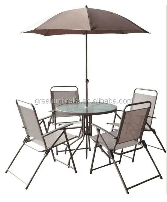 Outdoor 6 Piece Patio Dining Furniture Set with Umbrella