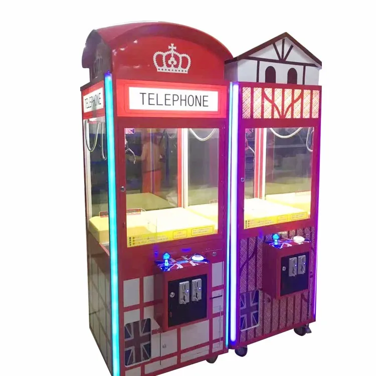 coin operated claw crane arcade prize vending machine |high quality metal british style telephone claw machine for sale