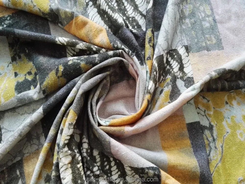 
Digital printing Noil Silk Poplin raw silk fabric 