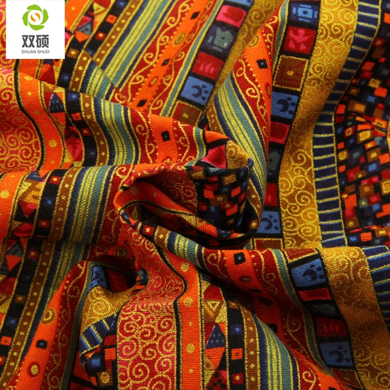 African Design Cotton Linen Fabric Natural Printed DIY Sewing cloth