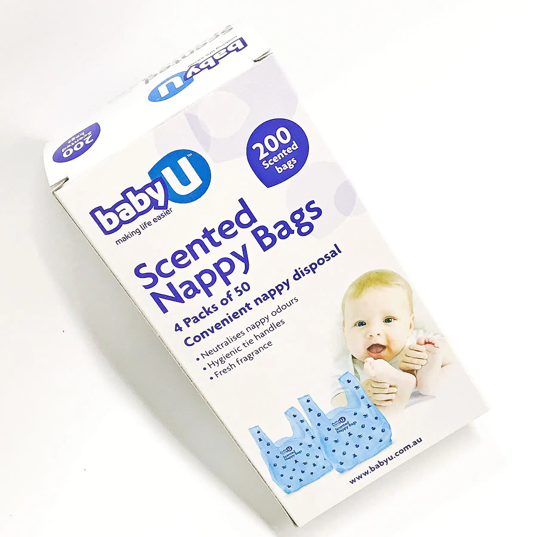 
Biodegradable disposable customized sack scented tie handle plastic baby nappy bag 