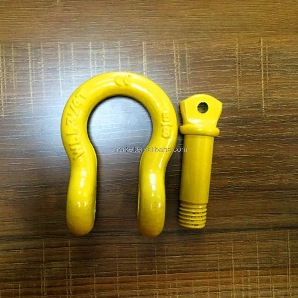 off-road 4.75T screw pin bow shackle 3/4 D shackle with red,yellow,black and silver colour