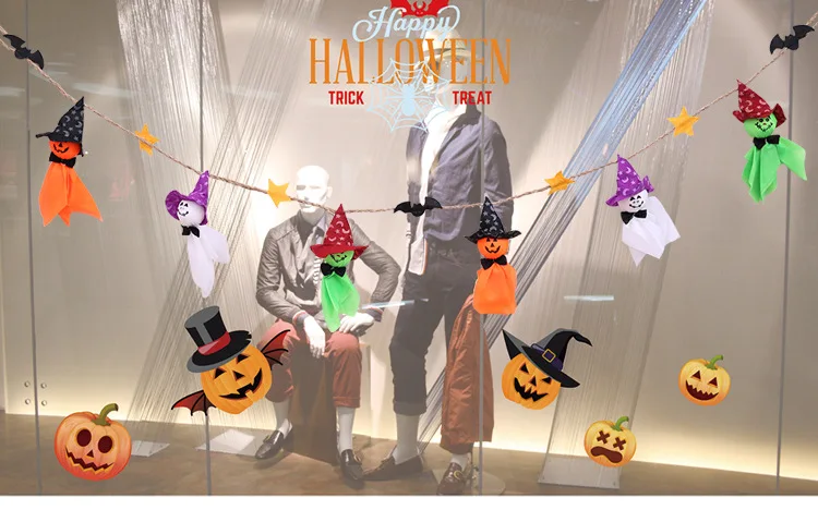 Sunny day doll Halloween pull flag bar scene atmosphere layout Halloween hanging flag