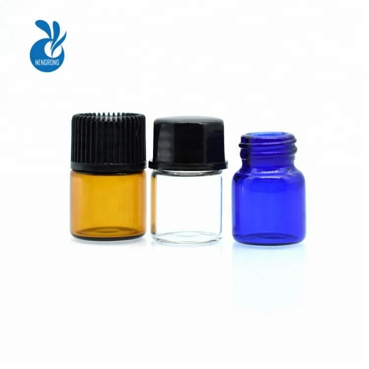 high quality 1ml 2ml 3ml 5ml small perfume glass sample bottle 1/4 dram 5/8 Dram 1 ml 2ml Clear Blue Amber Glass Vials