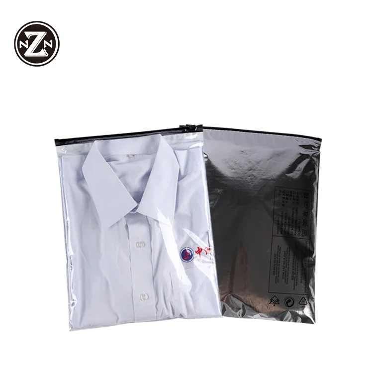 
custom printed logo self sealed hdpe ldpe slider zip lock plastic packaging bag for clothes 