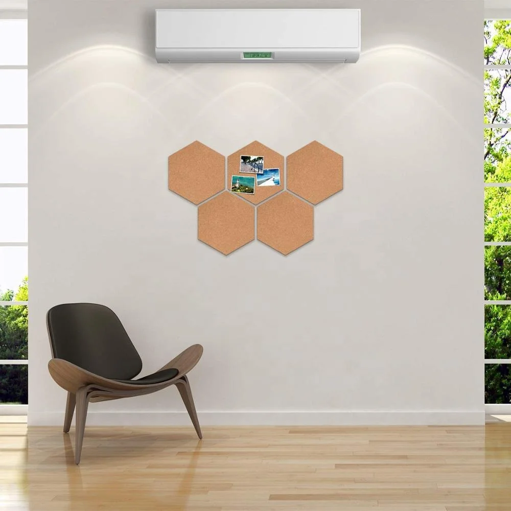 Frameless Hexagon Cork Board, Self Adhesive Cork Notice Board, Mini Wall Bulletin Boards