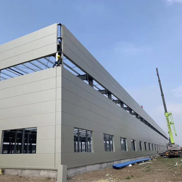 
China prefabricated material light steel warehouse building with wall panels 
