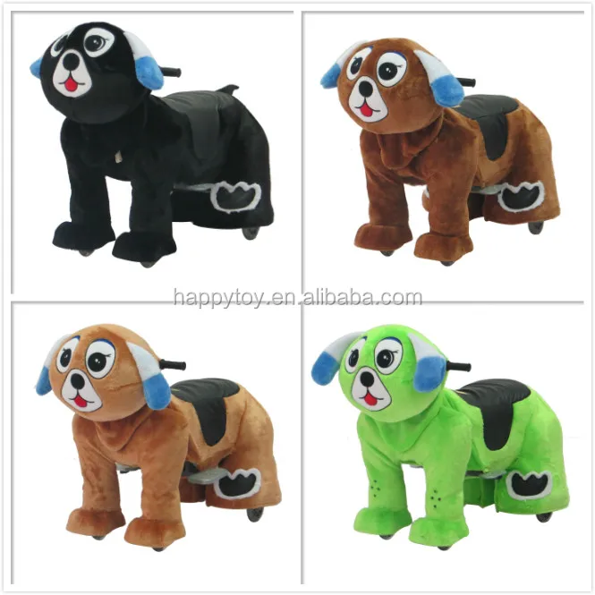 Plush stuffed animal scooter,children electric horse,plush rocking horse on wheels