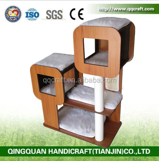 QQPET Gold Supplier Wooden Cat Tree / Cat Scratcher / Sisal Cat Tower