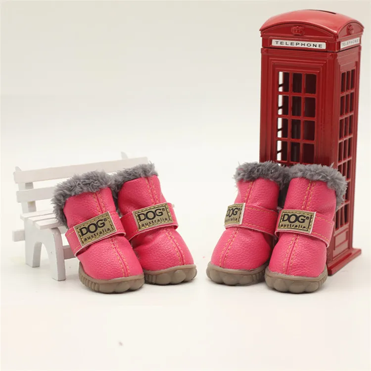 PU Leather Nonslip Pet Booties Winter Snow Dog Shoes Wholesale for Teacup Chihuahua Yorkie