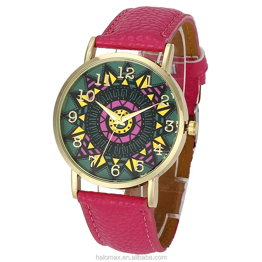 Wholesale Geneva Sun Flower Compass Belt Ethnic Style Ladies Fashion Fashion Watch Sunflower Women  Watch